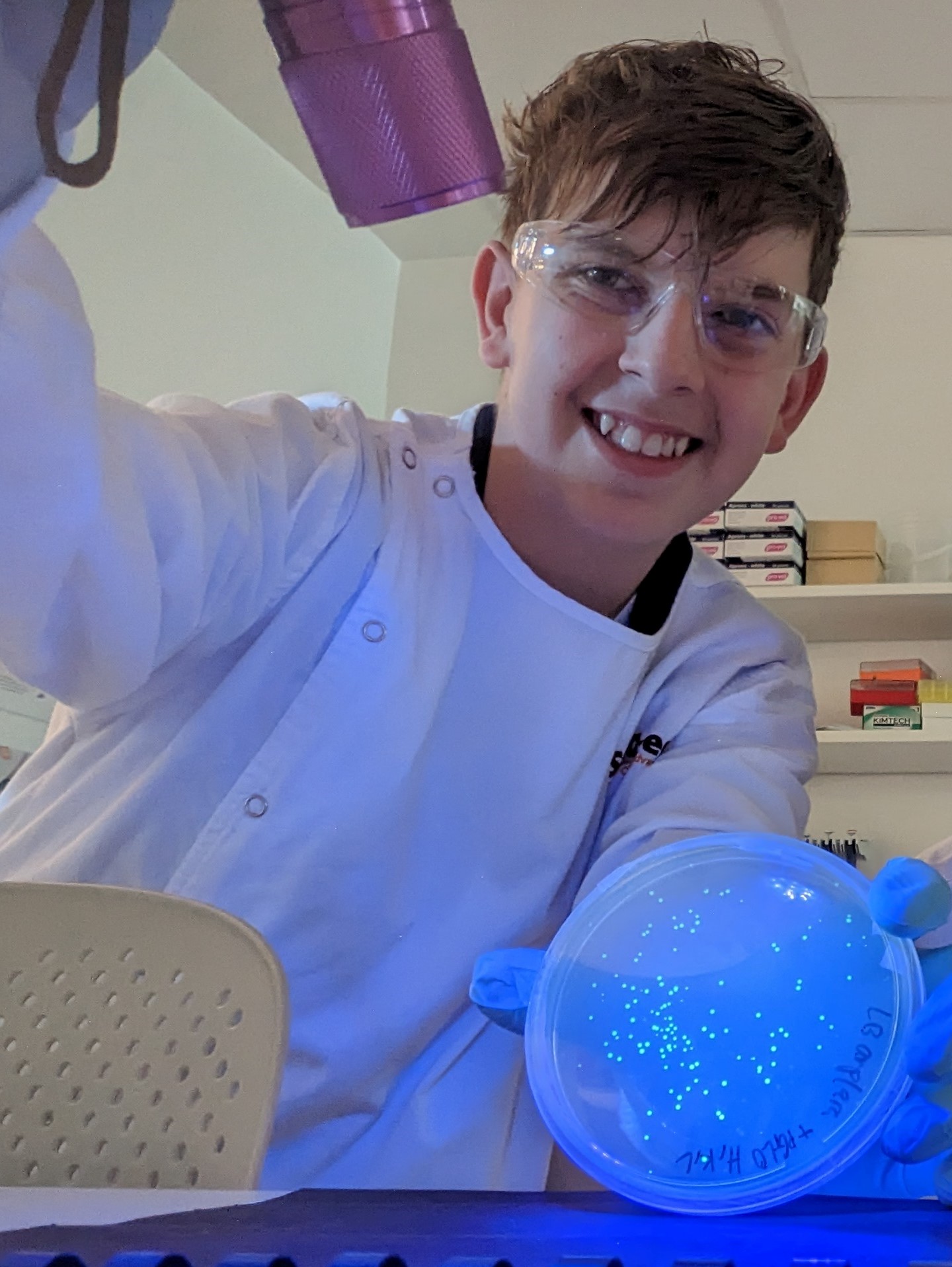 High school student in a research lab